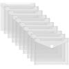 Teuena Set da 10 Cartella Portadocumenti A5 con Bottone Buste Trasparenti Cartelline Portadocumenti in Plastica Cartellina Porta Documenti Impermeabile per Casa ed Archivio Ufficio (23x18cm, 7 Forate)