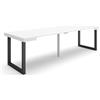 Skraut Home | Consolle allungabile | Tavolo consolle allungabile | 260 | Per 12 persone | Gambe in legno | Stile moderno | Bianco