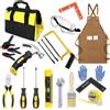 QeeHeng Set di Attrezzi per Bambini, Strumenti da Costruzioni per Bambini,Veri Attrezzi da Lavoro,Utensili per Falegname di Principianti, Regalo per bambini,Con Borsa Attrezzi, Martello