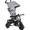 HOMCOM Triciclo per Bambini con Maniglione 6 in 1, Tettuccio Regolabile e Cintura di Sicurezza, Età 1-5 Anni, Grigio
