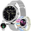 ZPIMY Smartwatch Donna s Chiamata Bluetooth e Risposta Vivavoce, 1,2 Diamante Smart Watch con Cardiofrequenzimetro, Pressione Sanguigna, SpO2, Orologio Fitness con Android iOS, Regali Donna (Argento)