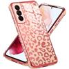 JIEZUIMEI Cover per Samsung Galaxy S22 Plus/S22+ 5G Custodia, Case Morbida in TPU con Stampa Leopardata Placcatura per Samsung S22 Plus/S22+ 5G Custodia Protettiva Antiurto Sottile in Silicone Rosa