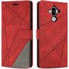 SONWO Cover per Huawei Mate 9 Custodia, Flip Caso in PU Pelle Case Cover Premium Portafoglio Custodia per Huawei Mate 9, Supporto Stand, Slot per Schede, Rosso