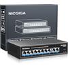 NICGIGA Switch PoE a 8 porte con 8 porte 100 Mbps PoE+@120W + 2 porte uplink Gigabit, switch di rete NICGIGA 10 porte 802.3af/at Power Over Ethernet non gestito, VLAN e modalità extender 250m, senza ventola.