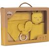 Interbaby Baby set: Doudou, Bavaglino Bandana, Massaggiagengive in mussola - Orso ocra