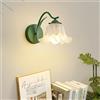 SEMANHUAOZ Applique da parete moderna a forma di fiore | Design floreale nordico verde | Lampada da parete con braccio regolabile | Lampada da parete vintage in stile fattoria | Ideale for camera da letto, soggi