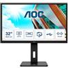 Aoc Monitor 31,5" 2K 1440p P2 SERIES Qhd Black Q32P2