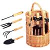 Avilia Cesto con Attrezzi per Giardinaggio - Set Completo con Rastrello e Palette, Ideale per la Cura del Giardino, 22x22x35 cm