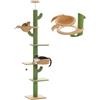 PAWZ Road Albero per gatti a forma di cactus dal pavimento al soffitto, 5 spaziose piattaforme, torre per gatti con tiragraffi spessi 10,5 cm, amaca sostituibile e palline pendenti per gatti interni