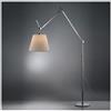 Artemide Tolomeo Mega terra lampadina E27, con asta e base, colore alluminio, diffusore in pergamena da 36 cm, con dimmer