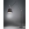 Artemide Tolomeo Mega, con asta e base, colore nero, diffusore in tessuto nero da 42 cm, lampada alogena, con dimmer