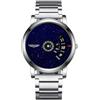 RORIOS Orologio Quarzo da Uomo Orologio da Polso Design Creativo Orologio Unico Analogico Orologio Cielo Stellato Orologio Moda Acciaio Inossidabile Argento Blu