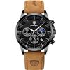 RORIOS Orologio Elegante da Uomo Orologio da Polso Multifunzione Cronografo Orologio Analogico Quarzo Orologio Business Acciaio inossidabile Nero B