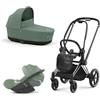 Cybex Platinum - Cybex Trio Priam 4.0 Leaf Green Telaio Chrome Black con Cloud T Plus