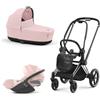 Cybex Platinum - Cybex Trio Priam 4.0 Peach Pink Telaio Chrome Black con Cloud T Plus