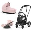 Cybex Platinum - Cybex Trio Priam 4.0 Peach Pink Telaio Matt Black con Cloud T Plus