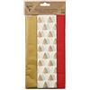 Clairefontaine 95540C - confezione da 6 fogli di carta velina stampata- Misura 50x75 cm - 2 Fogli motivo alberi di Natale + 2 Fogli Rosso + 2 Fogli Oro - assortimento di Natale