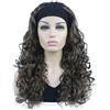 Wjnvfioo Parrucca A Fascia Sintetica Riccia Con Riflessi Biondi Lunghi 10 Med Golden Brown 22inches