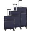 travelite set di valigie 3 pezzi con guscio morbido e 4 ruote, misure S-M-L, sostenibile, MIIGO, set di valigie da viaggio in materiale riciclato, chiusura TSA, dimensioni valigie L + M espandibili