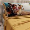 PETTI Artigiani Italiani - Lenzuola Animali con Cani in Cotone con Federe in Stampa Digitale, Lenzuola Una Pizza e Mezza, Completo Letto Una Piazza e Mezza Giallo, 100% Made in Italy