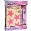 Girabrilla Nice Group Fashion Diary Magenta Star, Diario con Paillettes Reversibili, Penna Pom Pom, Adesivi Gemme e Stickers