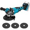 Roadtime Smerigliatrice angolare a batteria, 850 W, 125 mm, senza spazzole, compatibile con batteria Makita 18 V, con 3 anelli di separazione, impugnatura aggiuntiva e chiave inglese per separare, levigare,
