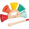 Janod Campanelle in Metallo Gioia, Strumento Musicale per Bambini, Giocattolo Musicale di Imitazione, Impugnatura e Bacchetta in Legno FSC, Vernice a Base d'Acqua, dai 18 Mesi, J07638