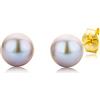 Miore Orecchini Donna Perle di fiume Piccoli a Lobo Oro Giallo 9 Kt / 375