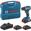 Bosch Professional Trapano avvitatore a batteria 18 V GSR 18 V-45 (velocità di rotazione 1.900 min-¹, con 3 batterie Procore, caricatore rapido GAL 18 V-40, L-case)