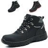 Bawalon Scarpe Antinfortunistiche Alte Uomo Impermeabile Stivaletti da Lavoro Donna con Punta in Acciaio in Pelle Scarponi Sicurezza Nero 37 EU