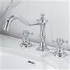 ZYCDP Miscelatore Lavabo Bagno 3 Fori Rubinetto Lavabo Con Maniglie a Croce Rubinetto Lavabo Acqua Fredda e Calda Ottone, Cromo