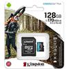 Kingston 128GB microSDXC Canvas Go Plus 170MB/s Read UHS-I, C10, U3, V30, A2/A1 Memory Card + Adapter (SDCG3/128GBCR)