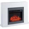HOMCOM Camino Elettrico a Parete con LED Effetto Fiamma e Timer, Copertura 37m², 2000W - Bianco