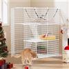 YITAHOME Gabbia per Gatti da Esterno/Interno, Recinto Con 3 Porte, 2 Scale, Box in Metallo a 3 Livelli Con Amaca, per 1-2 Gatti o Chinchilla, Bianco, 72x72x104 cm