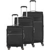 travelite set di valigie 3 pezzi con guscio morbido e 4 ruote, misure S-M-L, sostenibile, MIIGO, set di valigie da viaggio in materiale riciclato, chiusura TSA, dimensioni valigie L + M espandibili
