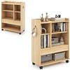 KOMFOTTEU Mobile Porta Stampante con Cassetto, Ganci, Protezione Bordo, Ripiani Regolabili, e Ruote Bloccabili, Schedario da Ufficio in Legno， Mobiletto da Archivio, 63,5 x 30 x 84,5 cm (Naturale)