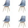 HJhomeheart Sedie Sala da Pranzo, Set di 4 Sedie, Gambe in legno massello, Design Nordico Ergonomico, Sedie Cucina, Sedie Moderne (Blu Scuro-4)