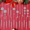 DUGEGAYL 22 Pezzi Decorazione di Natale Acrilico Fiocchi di Neve ghiaccioli Albero di Natale Fiocco di Neve con Linea di Cristallo Ornamenti Set per Decorazioni di Festa di Natale