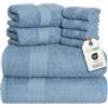 nice homeit Set Asciugamani in Cotone 100%, 8 Pezzi, Asciugamani Da Bagno, Made in Italy, Palestra, Hotel e Spa. Molto Assorbente (AVIO)