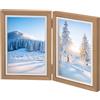 TESSTSY Cornice Doppia Pieghevole 13x18cm Portafoto Pieghevole In Legno Doppia, Cornice per Foto a Doppio Collage 7 Pollici Portafoto Doppio, Cornice Pieghevole per la Casa, Camera da Letto, Tavolo Display