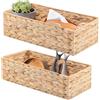 YheenLf Set di 2 Cestini Portaoggetti Intrecciato, Cestino in Vimin | Cesto Portaoggetti, Giacinto d'Acqua,con Maniglia, Organizer Armadio, Grande 37×16.5×11 cm, Piccola 33×12.5×10 cm