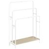 VASAGLE Portasciugamani da Terra, Porta Asciugamani a 3 Aste, 70 x 30 x 100 cm, 2 Ganci, Ripiano Portaoggetti, Scaffale per Coperta, Teli Bagno, Bianco Nuvola e Beige Naturale LLS019W01