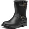 DREAM PAIRS Stivali da Pioggia Donna Stivali Wellington All'aperto Stivali Donna Alla Moda Western da Cowboy con Tubo Centrale,Size 38,Nero,SDRB2415W-E