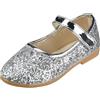 QUNUNOIRE-Scarpe Principessa, Scarpe Glitterate per Ragazza Bambina Bimba, Scarpe Cosplay con Paillettes Eleganti per Festa Cerimonia Argento 25