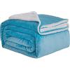 Good Nite Coperta in pile Sherpa reversibile, 150 x 200 cm, soffice e calda, per letto domestico e viaggi (blu, matrimoniale)