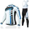 JEPOZRA Abbigliamento Ciclismo Uomo Giacca mtb Bici Maglia Ciclismo Manica Lunga Gel Pantaloni Ciclista Salopette Ciclismo (L, Nero/Bianco)