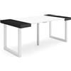 Skraut Home | Consolle allungabile | Tavolo consolle allungabile | 180 | Per 8 persone | Gambe in legno | Stile moderno | Bianco e nero