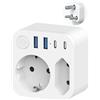 SUDEERY Adattatore da Viaggio Germania-India Con 4 USB (2 Type-C), 2 Adattatori per Uscita India, Spina Schuko a Tipo D per Sri Lanka, Nepal, Bianco