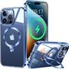 HaloArt 360° Girevole Supporto Magnetica Cover per iPhone 15 Pro [Stabile CD Anello Supporto per MagSafe] [N.1 Potenza Magnetica & Protezione Militare] Custodia Protettiva Antiurto Sottile, Blu