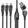 Unillous Multi Cavo di Ricarica, 5 in 1 Multiplo Cavetto Cavo USB [1,2M] Nylon Intrecciato Cavo di Ricarica USB con Micro USB Tipo C Lightening per Phone 15/14/13/12/11/Samsung Galaxy Android PS4 LG